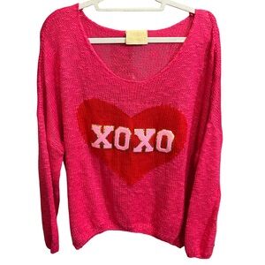 Judith March XOXO Valentine Sweater | Hot Pink & Red | M/L 💕❤️💕❤️